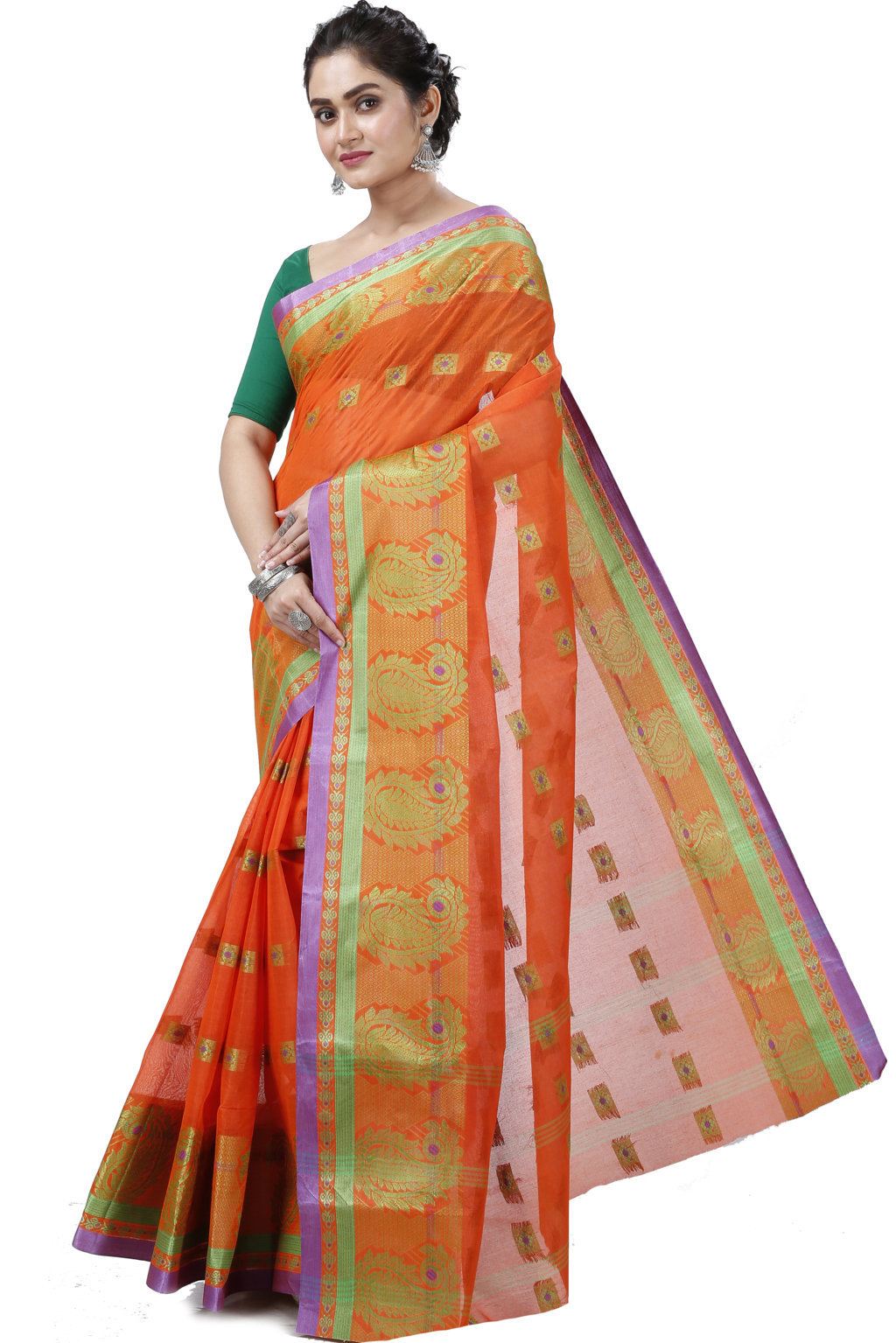 Orange Pure Cotton Aloka Tant Saree (907)
